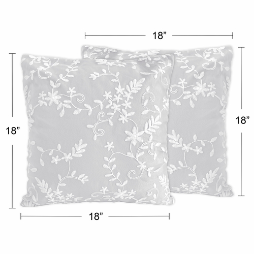 Lace Grey Collection Decorative Accent Throw Pillows - Set of 2 - alt image 2