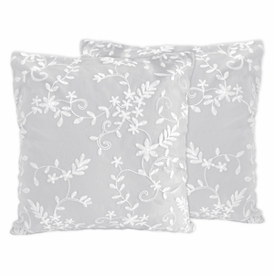 Lace Grey Collection Decorative Accent Throw Pillows - Set of 2