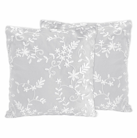 Lace Grey Collection Decorative Accent Throw Pillows - Set of 2