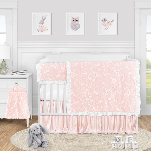 Lace Pink Collection 5 Piece Crib Bedding