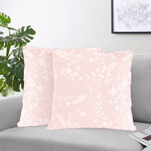 Lace Pink Collection Decorative Accent Throw Pillows - Set of 2 - alt image 1