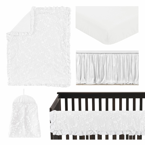 Lace White Collection 5 Piece Crib Bedding - alt image 1