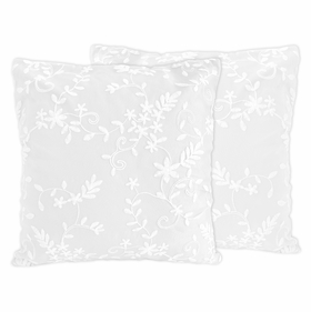 Lace White Collection Decorative Accent Throw Pillows - Set of 2