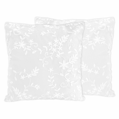Lace White Collection Decorative Accent Throw Pillows - Set of 2