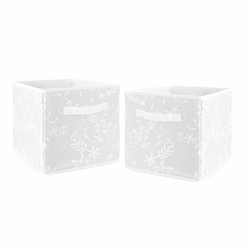 Lace White Collection Foldable Fabric Storage Bins