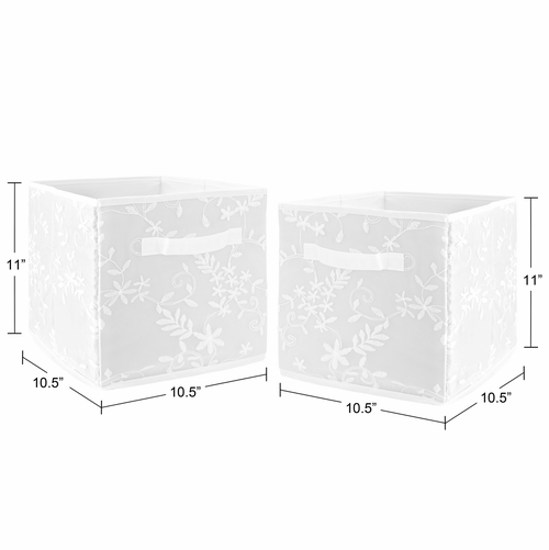 Lace White Collection Foldable Fabric Storage Bins - alt image 2