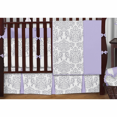 Lavender and Gray Elizabeth 9 Piece Crib Bedding Collection - alt image 1