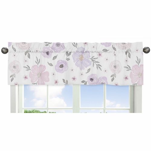 Lavender and Grey Watercolor Floral 9 Piece Crib Bedding Collection - alt image 3
