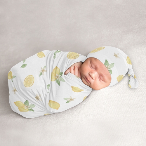 Lemon Collection Baby Cocoon and Beanie Hat - 2 Piece Set