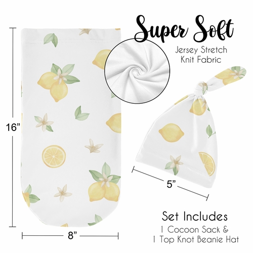 Lemon Collection Baby Cocoon and Beanie Hat - 2 Piece Set - alt image 4