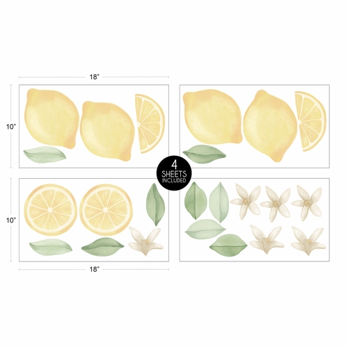 Lemon Collection Peel and Stick Wall Decal Stickers - Set of 4 Sheets - alt image 3
