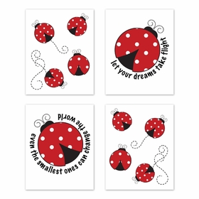 Little Ladybug Collection Wall Art Prints - Set of 4