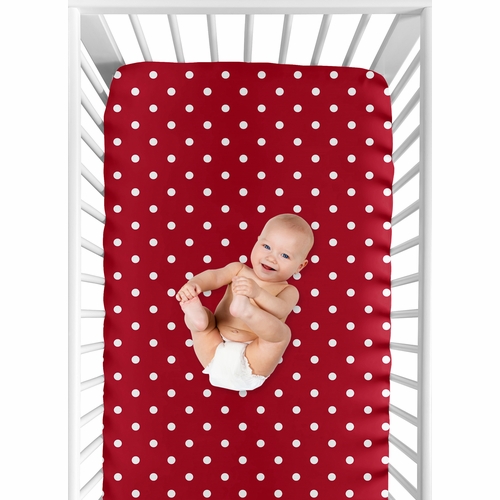 Little Ladybug Crib Sheet - Polka Dot Print - alt image 3
