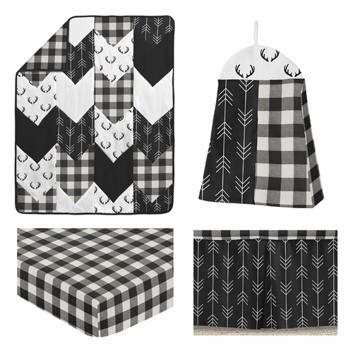 Lumberjack Black and White Collection 4 Piece Crib Bedding - alt image 1