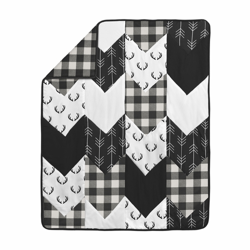 Lumberjack Black and White Collection 4 Piece Crib Bedding - alt image 2