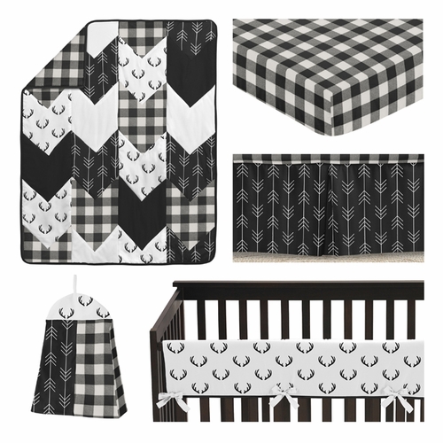 Lumberjack Black and White Collection 5 Piece Crib Bedding - alt image 1
