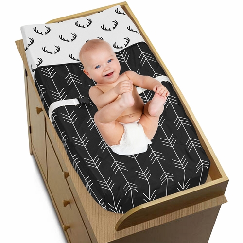 Lumberjack Black and White Collection Changing Pad Cover - alt image 2