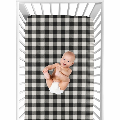 Lumberjack Black and White Collection Crib Sheet - alt image 3