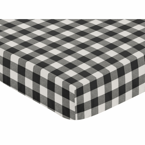 Lumberjack Black and White Collection Crib Sheet - alt image 2