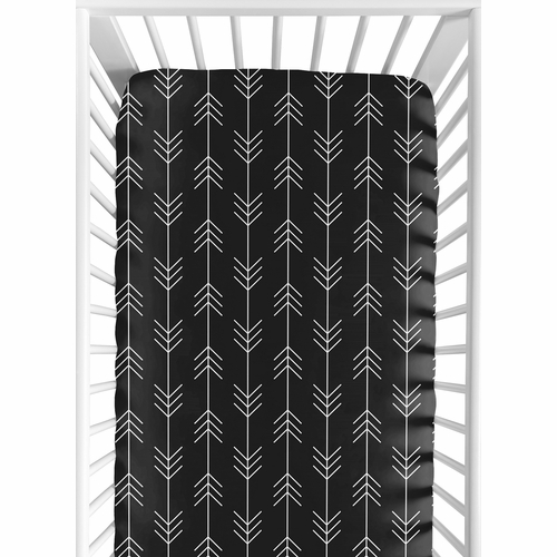 Lumberjack Black and White Collection Crib Sheet - Arrow Print