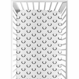 Lumberjack Black and White Collection Crib Sheet - Deer Print