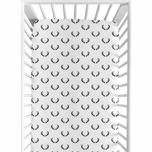 Lumberjack Black and White Collection Crib Sheet - Deer Print