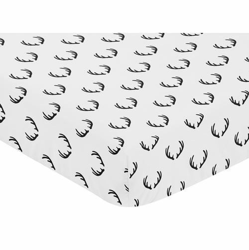 Lumberjack Black and White Collection Crib Sheet - Deer Print - alt image 2