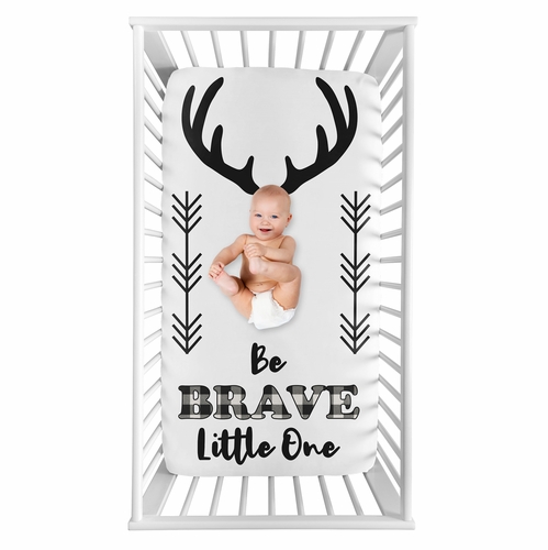 Lumberjack Black and White Collection Photo Op Crib Sheet - Be Brave