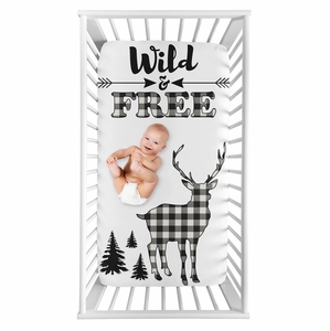 Lumberjack Black and White Collection Photo Op Crib Sheet - Wild & Free