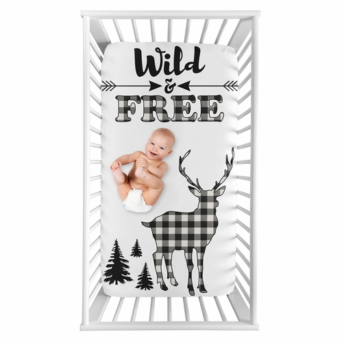 Lumberjack Black and White Collection Photo Op Crib Sheet - Wild & Free
