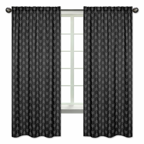 Lumberjack Black and White Collection Window Panels - Set of 2