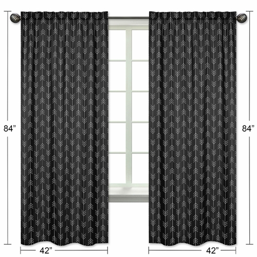 Lumberjack Black and White Collection Window Panels - Set of 2 - alt image 4