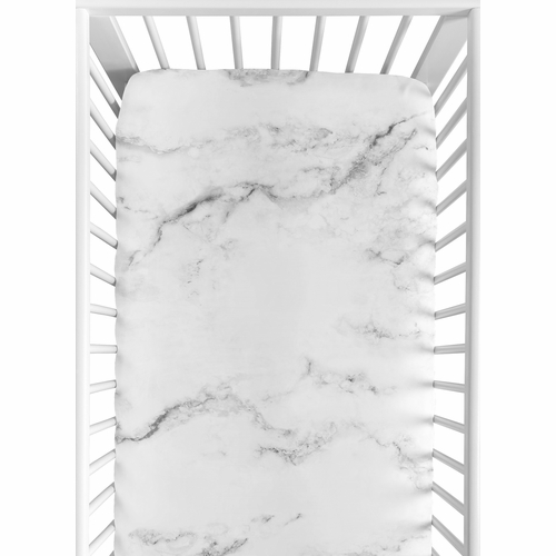 Marble Black and White Collection Crib Sheet