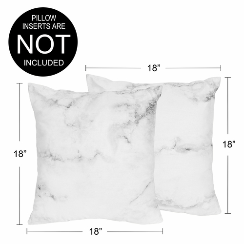 Marble Black and White Collection Decorative Accent Throw Pillow Covers - Set of 2 - alt image 3