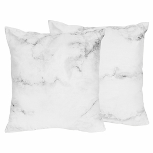 Marble Black and White Collection Decorative Accent Throw Pillows - Set of 2