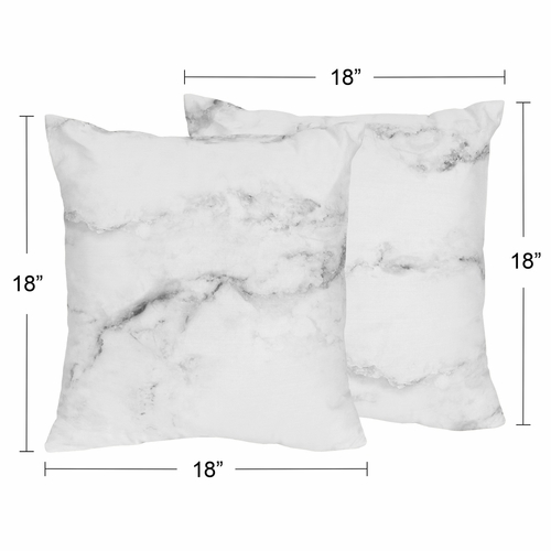 Marble Black and White Collection Decorative Accent Throw Pillows - Set of 2 - alt image 3