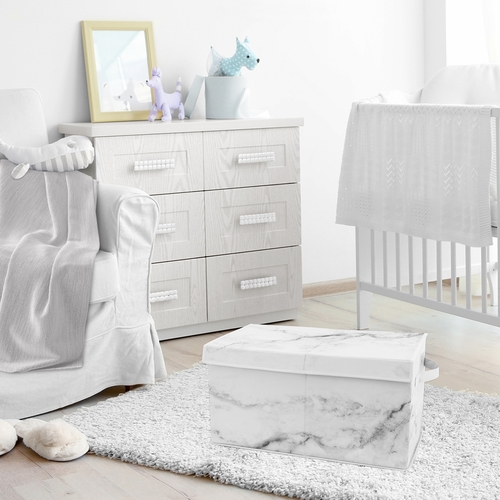 Marble Black and White Collection Fabric Toy Bin Storage - alt image 1