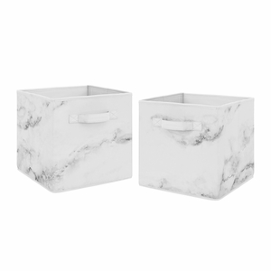 Marble Black and White Collection Foldable Fabric Storage Bins