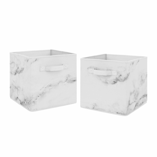 Marble Black and White Collection Foldable Fabric Storage Bins