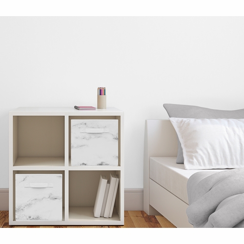 Marble Black and White Collection Foldable Fabric Storage Bins - alt image 1