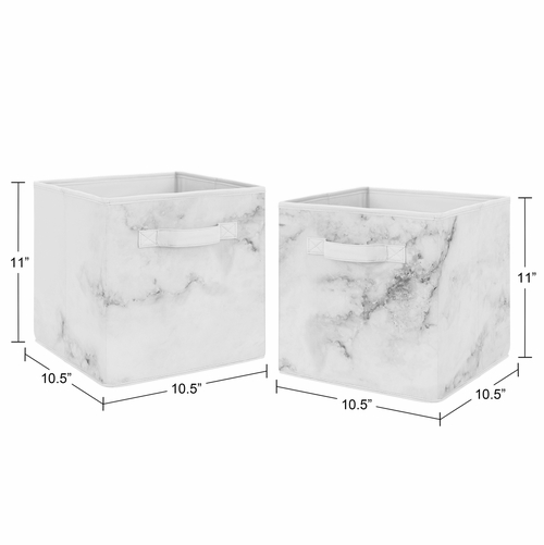 Marble Black and White Collection Foldable Fabric Storage Bins - alt image 2