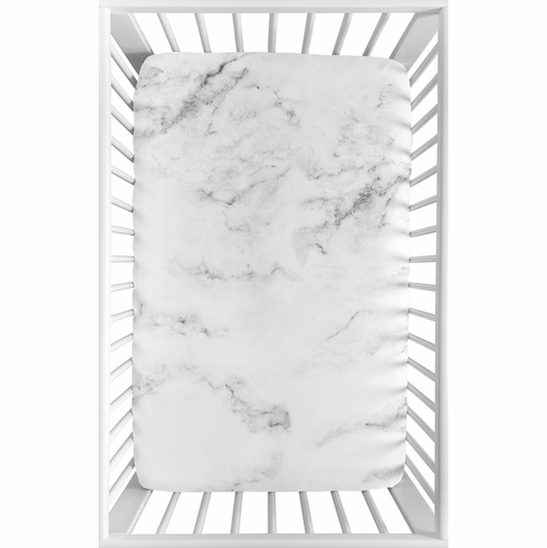 Marble Black and White Collection Mini Crib Sheet - alt image 1