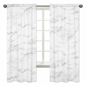 Marble Black and White Collection Window Panels - Set of 2