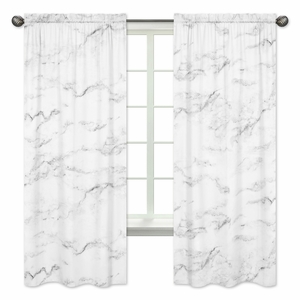 Marble Black and White Collection Window Panels - Set of 2