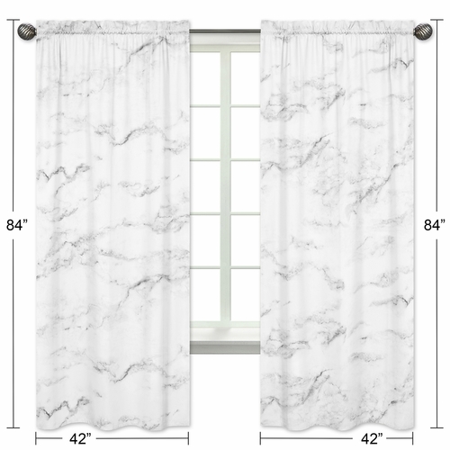 Marble Black and White Collection Window Panels - Set of 2 - alt image 4