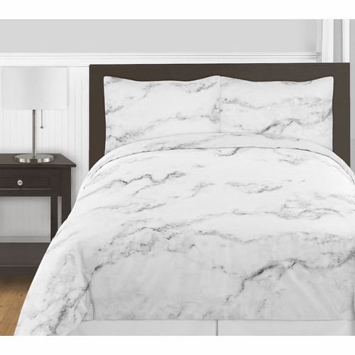 Marble Black and White King Bedding Collection - alt image 1