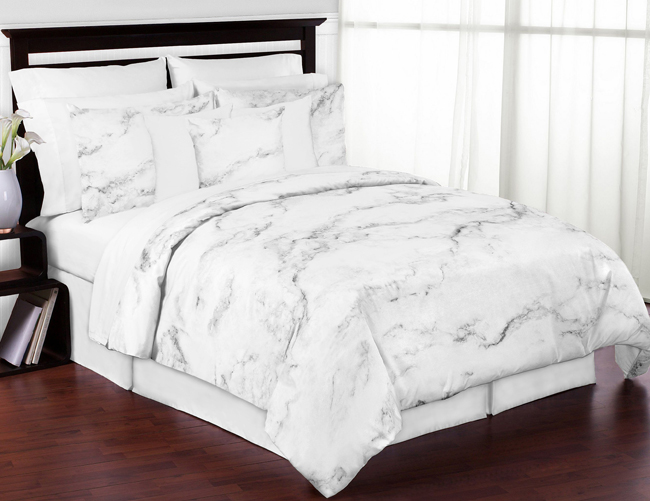 Marble Black and White King Bedding Collection