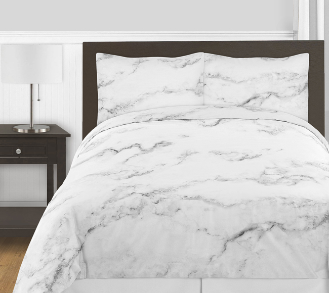 Marble Black and White King Bedding Collection