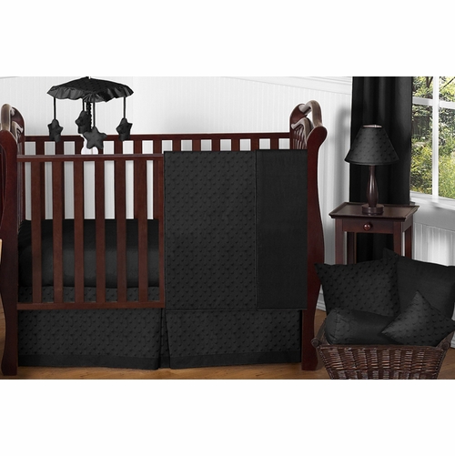 Minky Dot Black 11 Piece Bumperless Crib Bedding Collection
