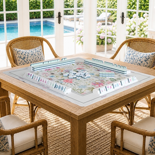 Mint Green Jester Collection American Mahjong Tile Set (160pc) 1.26in. Layered Acrylic with White Faux Leather Travel Bag - alt image 4